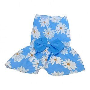 Charming Princess Blue Floral Daisy Dog Dress - Size Small